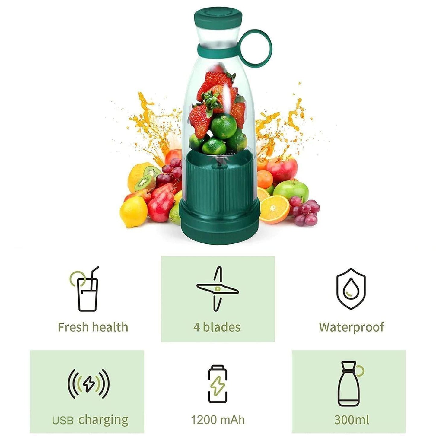 Portable Electric Mini Juice Maker | Blender Grinder Mixer USB Rechargeable Mini Juicer Blender for Smoothies, Juice and Shakes with 4 Powerful Blades 001