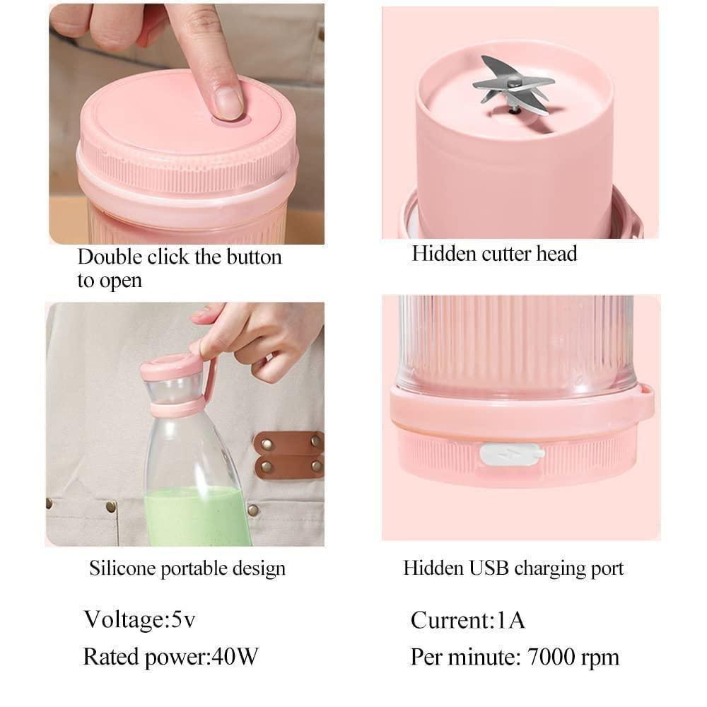 Portable Electric Mini Juice Maker | Blender Grinder Mixer USB Rechargeable Mini Juicer Blender for Smoothies, Juice and Shakes with 4 Powerful Blades 001