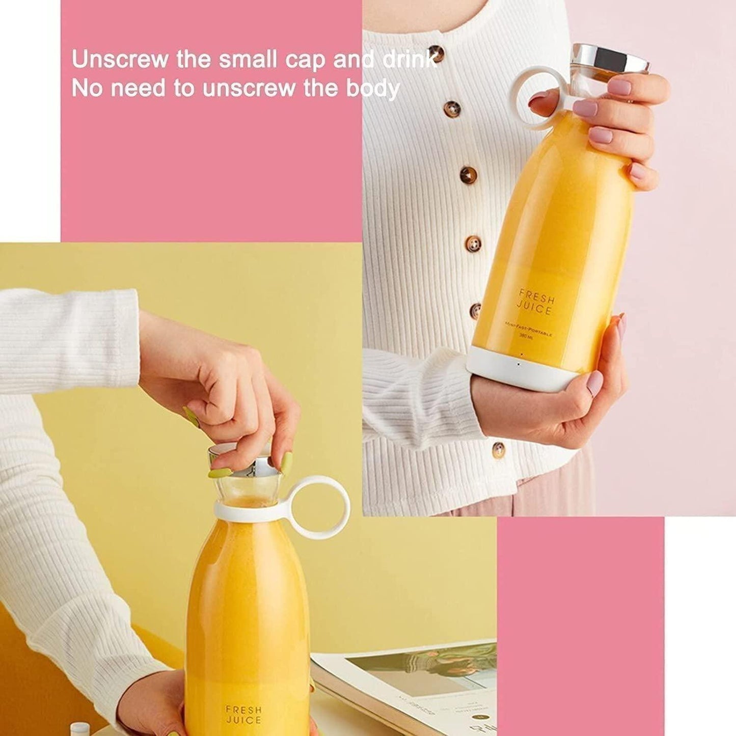 Portable Electric Mini Juice Maker | Blender Grinder Mixer USB Rechargeable Mini Juicer Blender for Smoothies, Juice and Shakes with 4 Powerful Blades 001