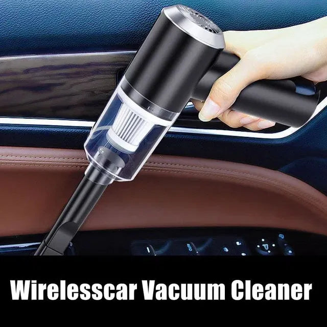 Car Vacuum Cleaner Portable USB Powered Handheld Vacuum with Attachments, High-Power Compressed Air Duster & Pet Hair Cleaner for Car, Desktop & Home (Black)