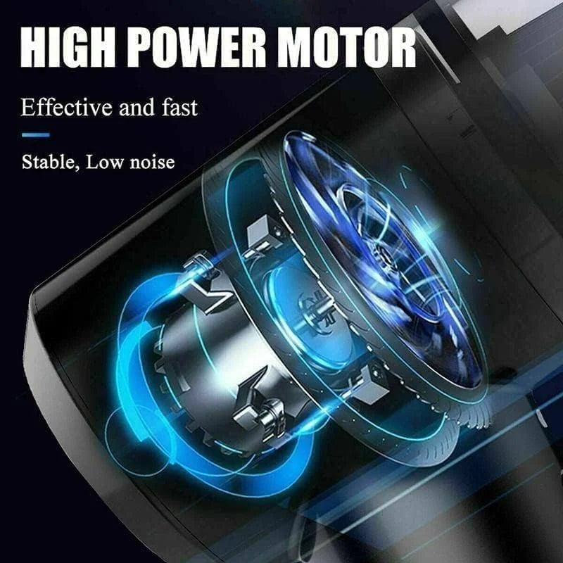 Car Vacuum Cleaner Portable USB Powered Handheld Vacuum with Attachments, High-Power Compressed Air Duster & Pet Hair Cleaner for Car, Desktop & Home (Black)